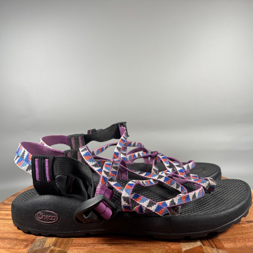 Chaco Z Cloud 2 Womens 10 Sport Sandals Purple Black Geometric Toe Loop Strappy